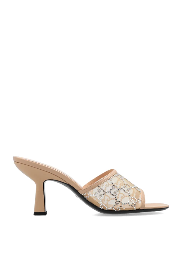 beige Monogrammed mules