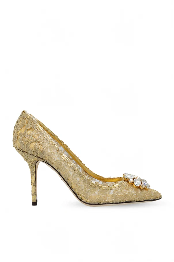 GOLD Lace stiletto pumps