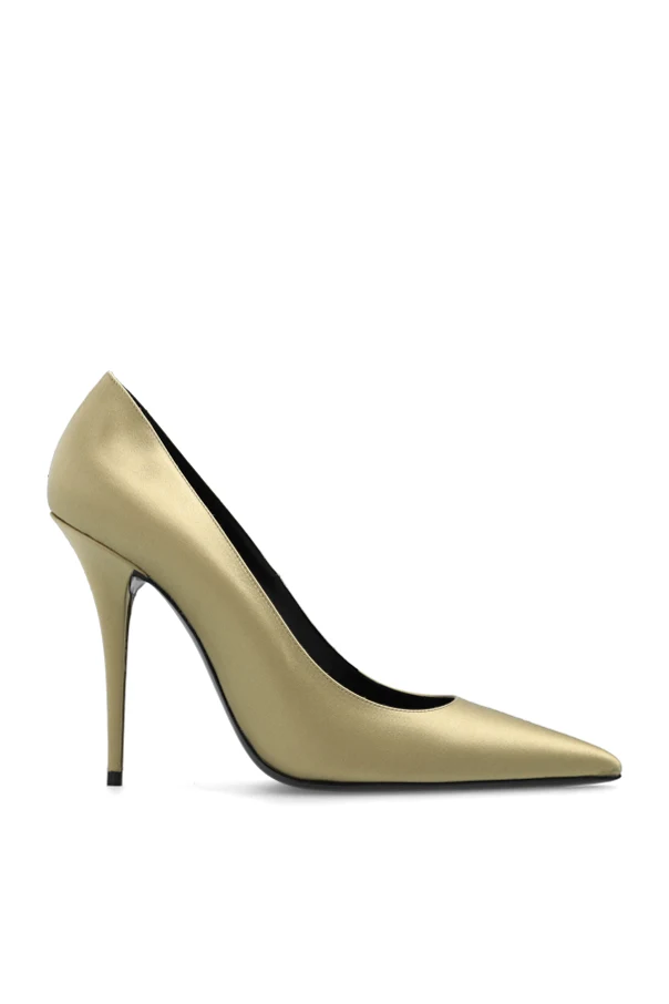 GOLD ‘Instinct’ stiletto pumps in satin