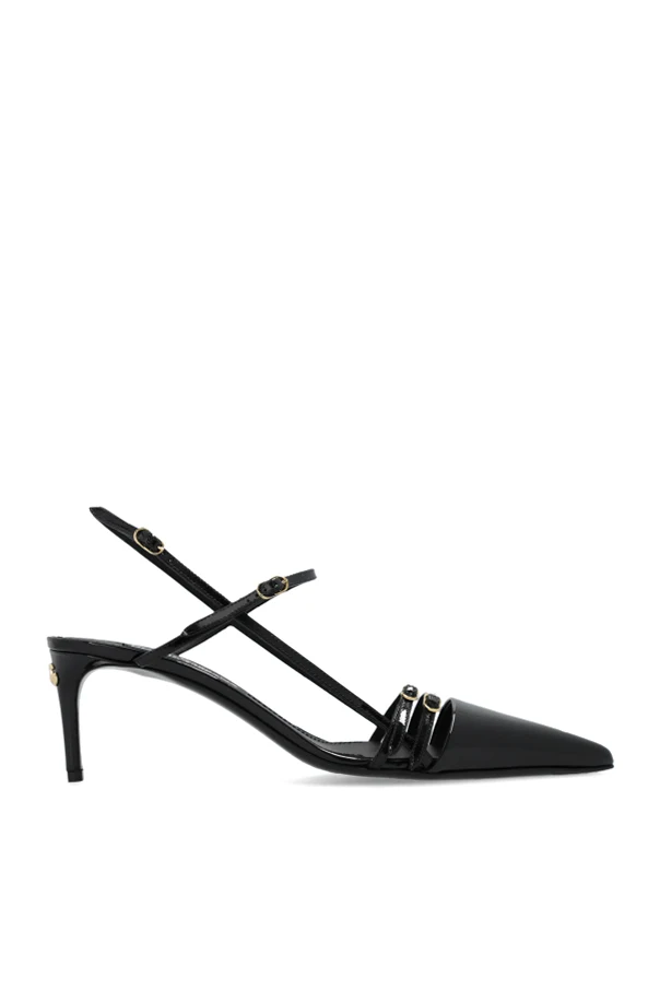 BLACK Leather pumps