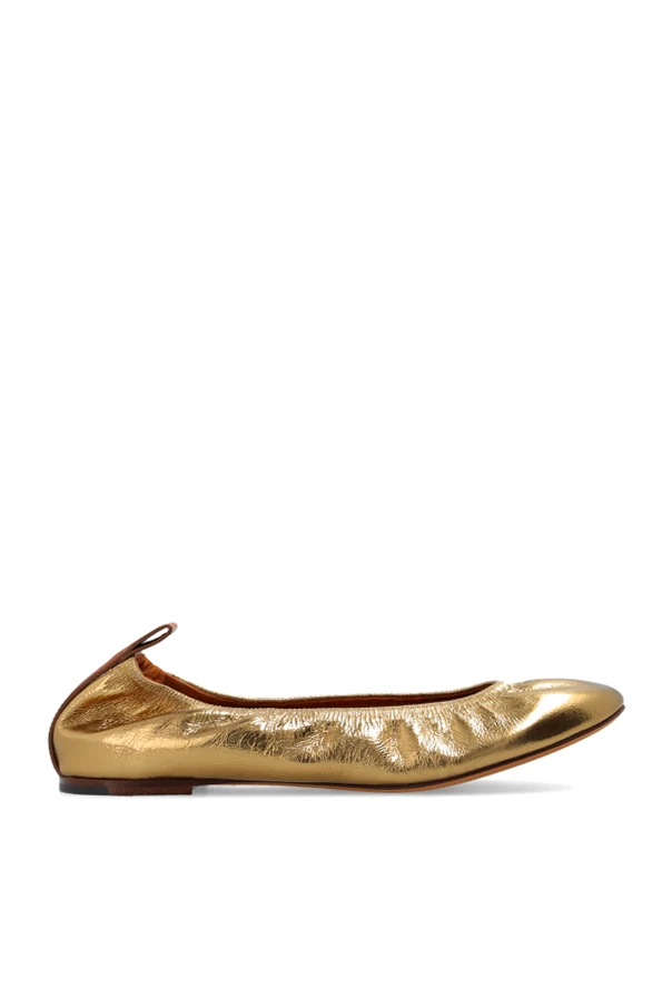 GOLD Leather ballet flats
