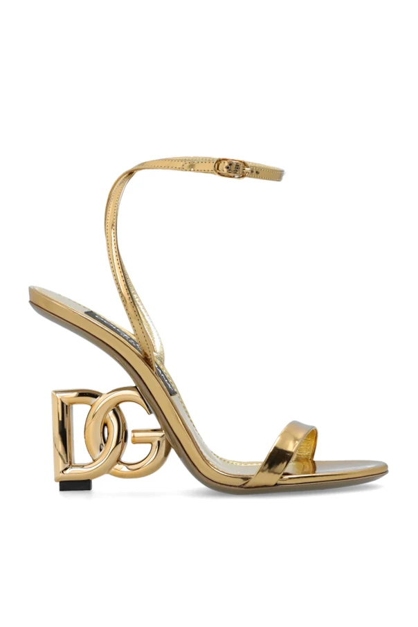 GOLD Leather heeled sandals