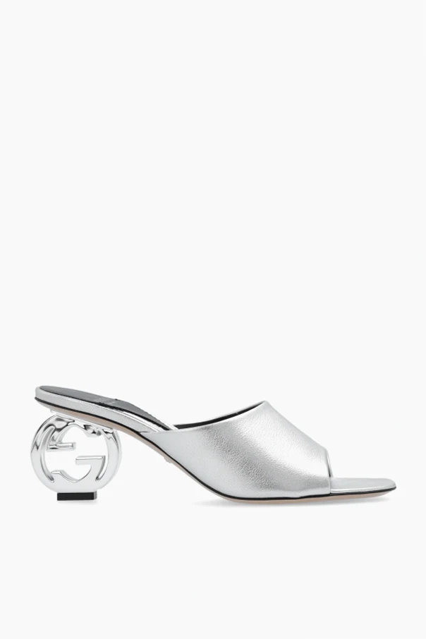 SILVER Leather mules
