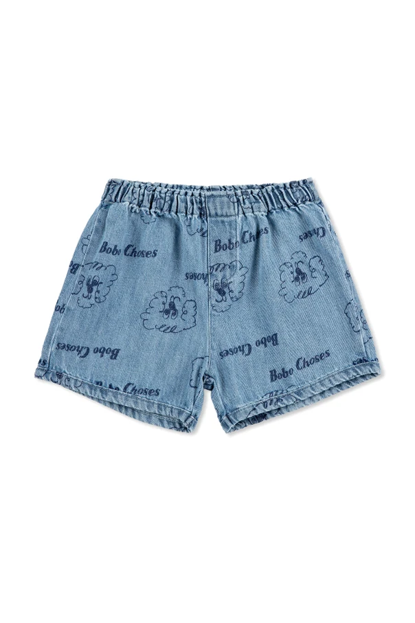 BLUE Denim shorts with print