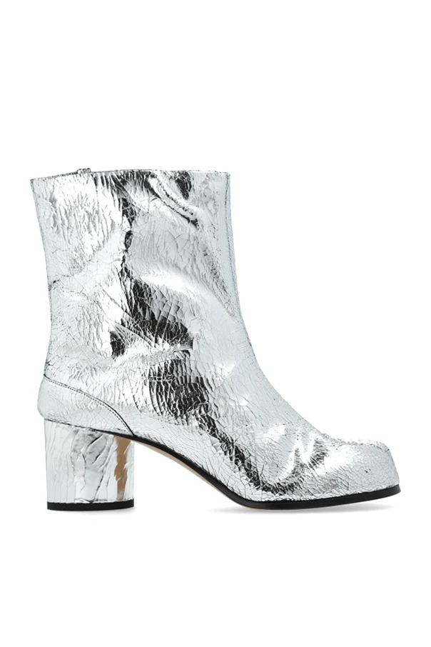 SILBER Leder-`Tabi`-Stiefeletten