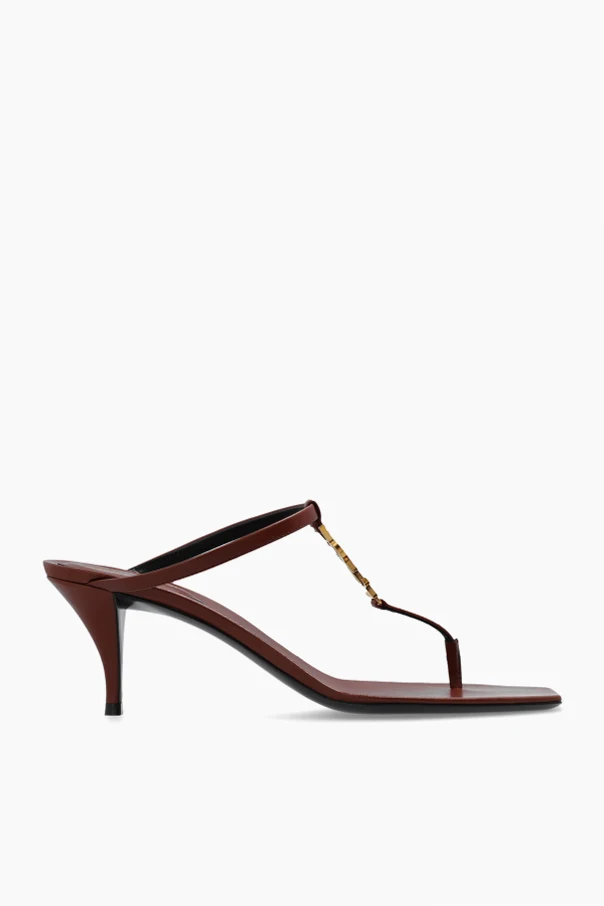 BRĄZOWY Klapki na obcasie `Cassandra`