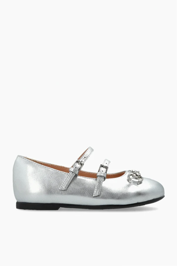 SILVER Leather ballet flats