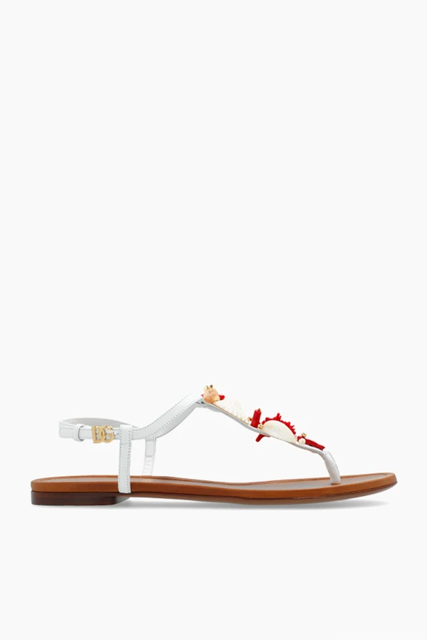 BIAŁY  Sandały z aplikacjami