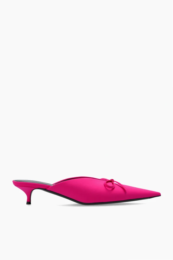 RÓŻOWY Klapki na obcasie ‘Knife Bow’