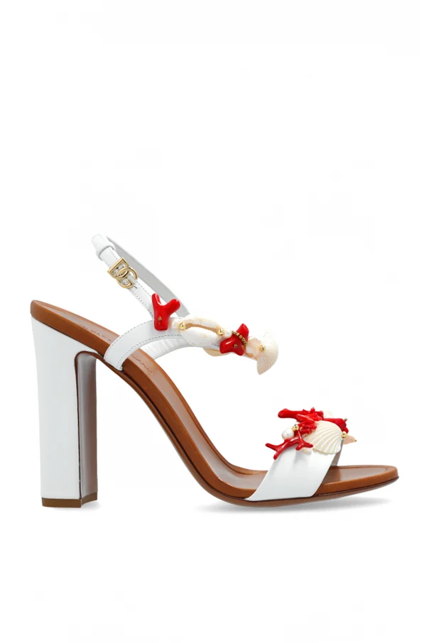 WEISS Absatzsandalen mit Applikationen