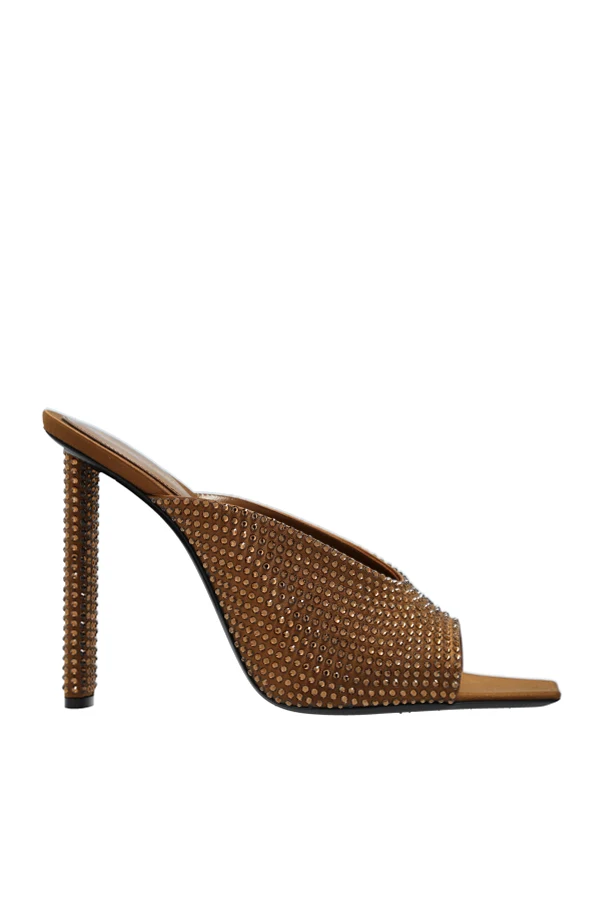 BRĄZOWY Klapki na obcasie `Sept`