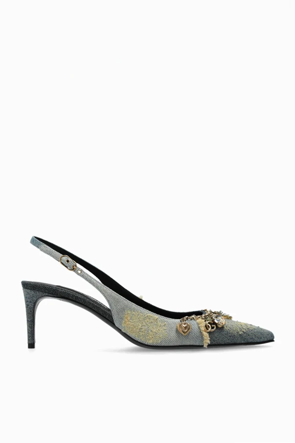 BLUE Heeled shoes with appliqués