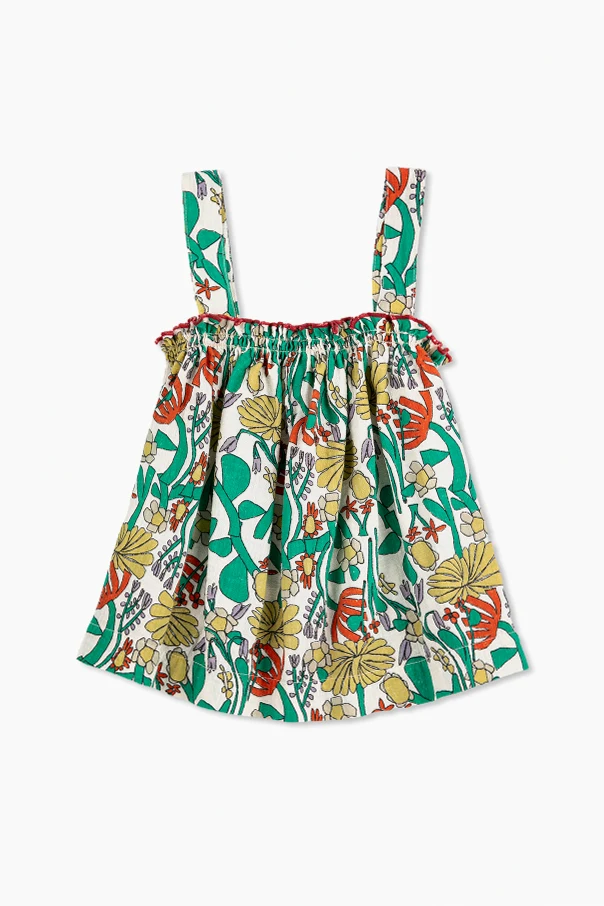 GREEN Top with a floral motif