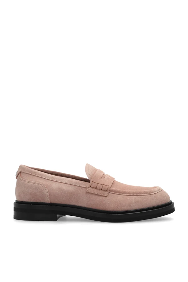 RÓŻOWY Zamszowe buty typu `loafers`