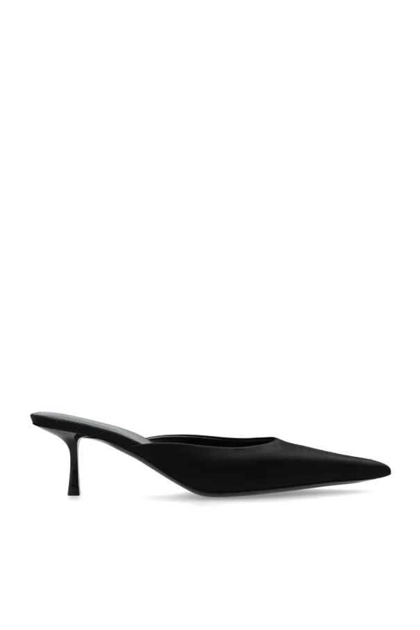 CZARNY Klapki na obcasie `Barbara`