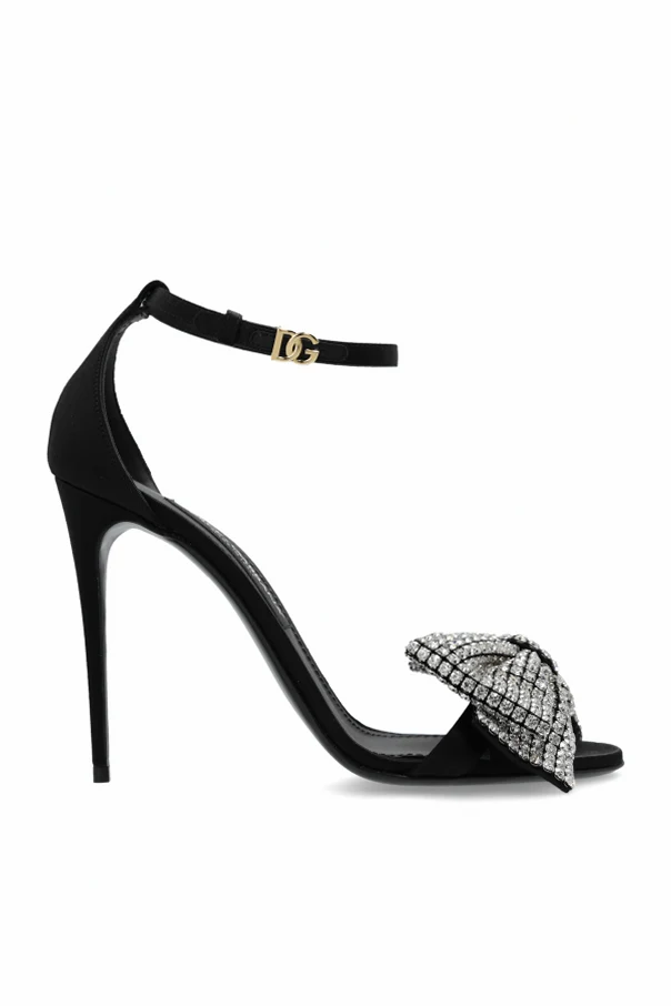 SCHWARZ Absatzsandalen mit dekorativer Schleife