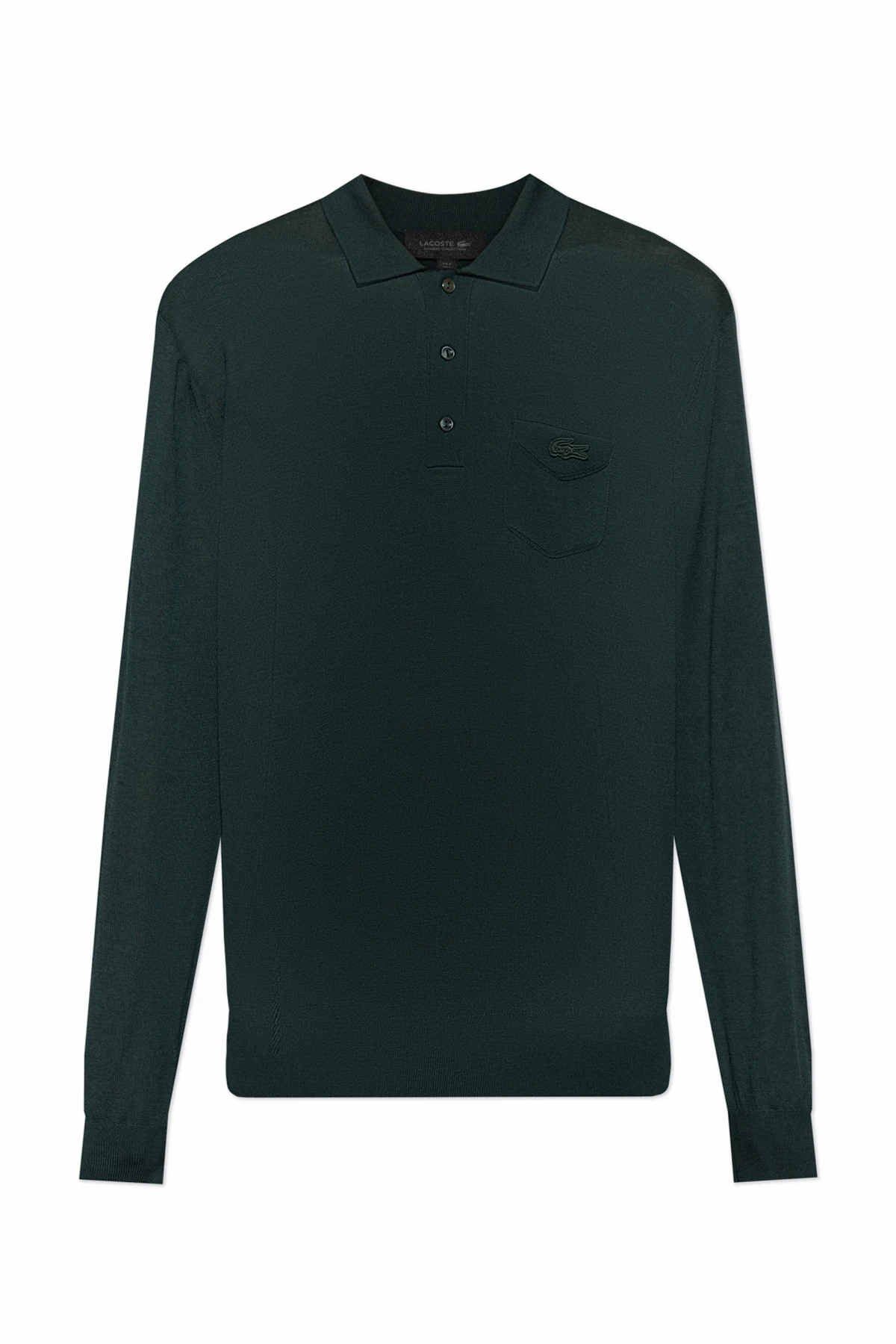 GREEN Wool polo shirt with long sleeves