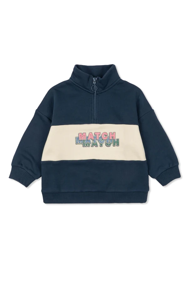 NAVY BLUE Sweatshirt with a stand-up collar
