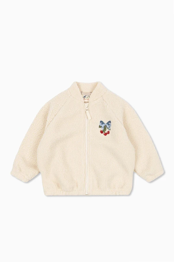 cream Bomber-style fleece jacket