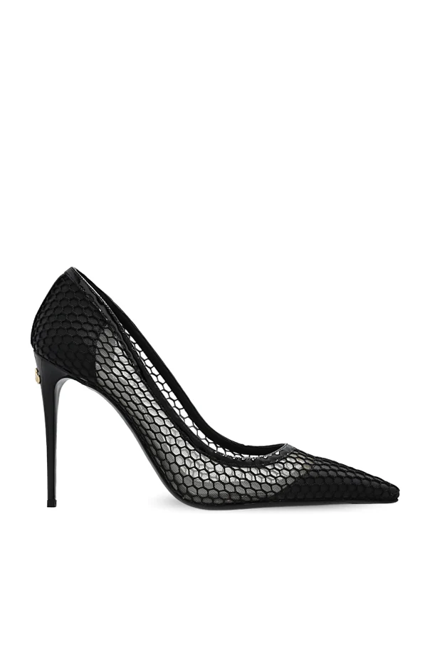 BLACK Openwork stiletto pumps