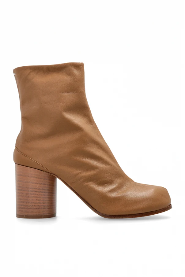 beige Heeled ankle boots with tabi cut-out