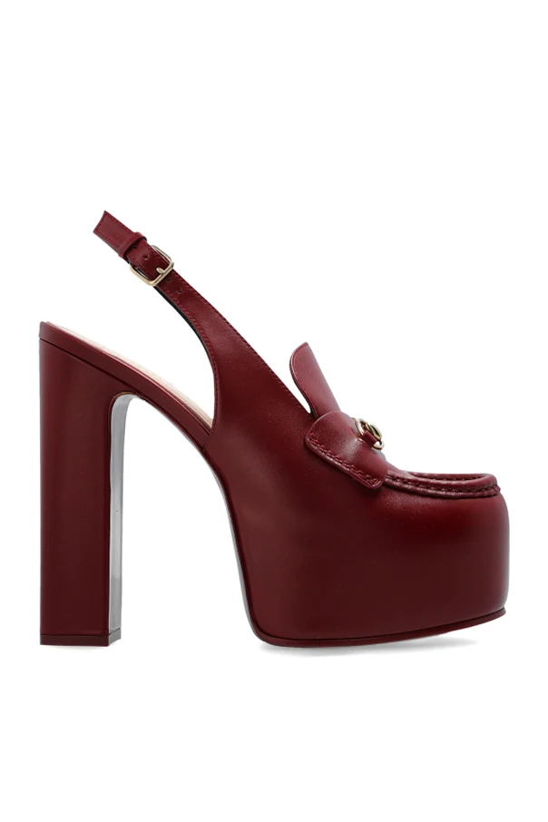 BURGUNDER Lederplattformschuhe