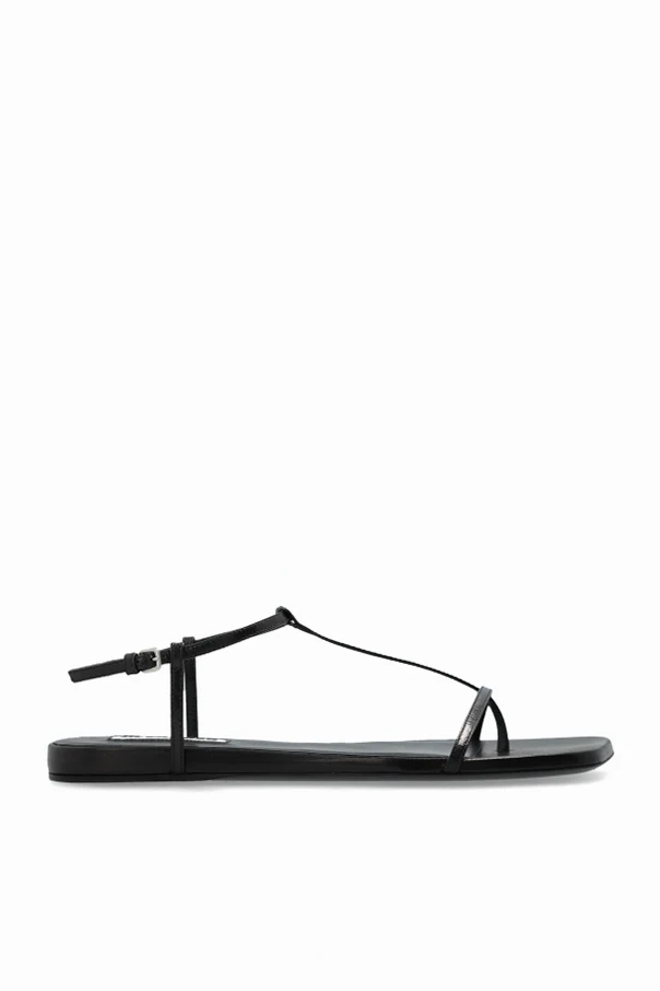 CZARNY Skórzane sandały