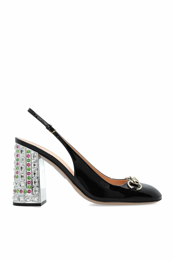 BLACK Leather heeled shoes