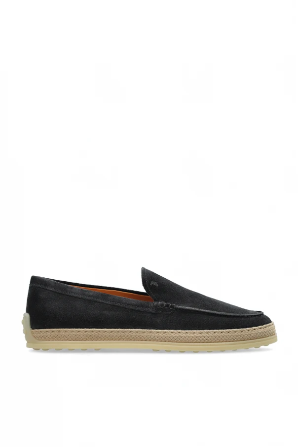 GRANATOWY Zamszowe buty typu `loafers`