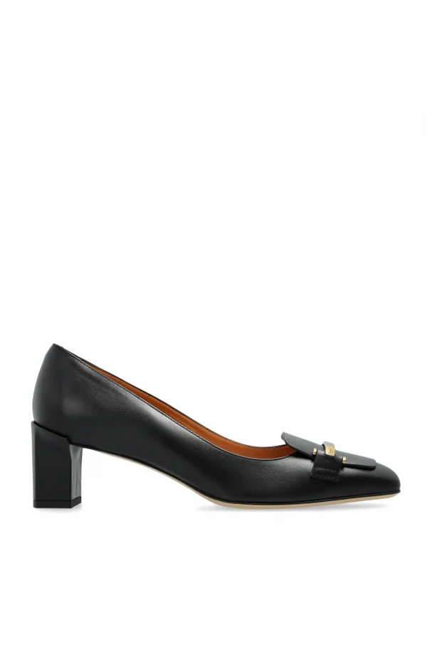 CZARNY Skórzane but na obcasie