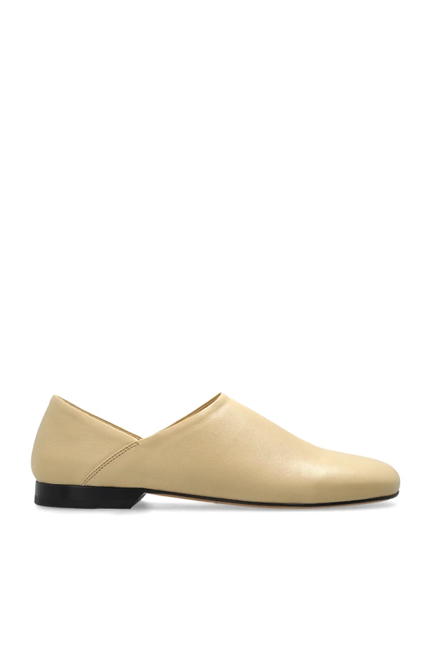 kremowy Skórzane buty