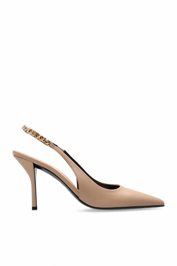 beige Leather heeled shoes 'Signoria'