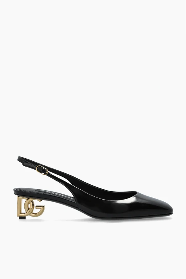 BLACK Leather heeled shoes