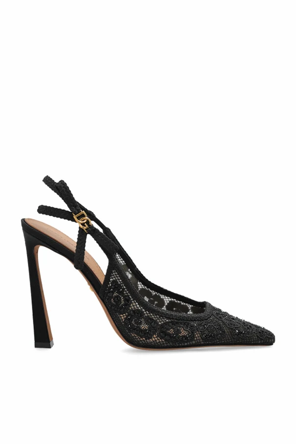 BLACK Heeled shoes with shimmering crystals