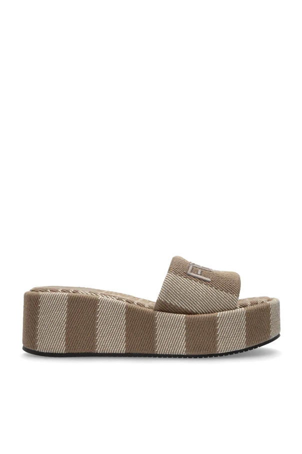 beżowy Klapki `Sunshine` na koturnie
