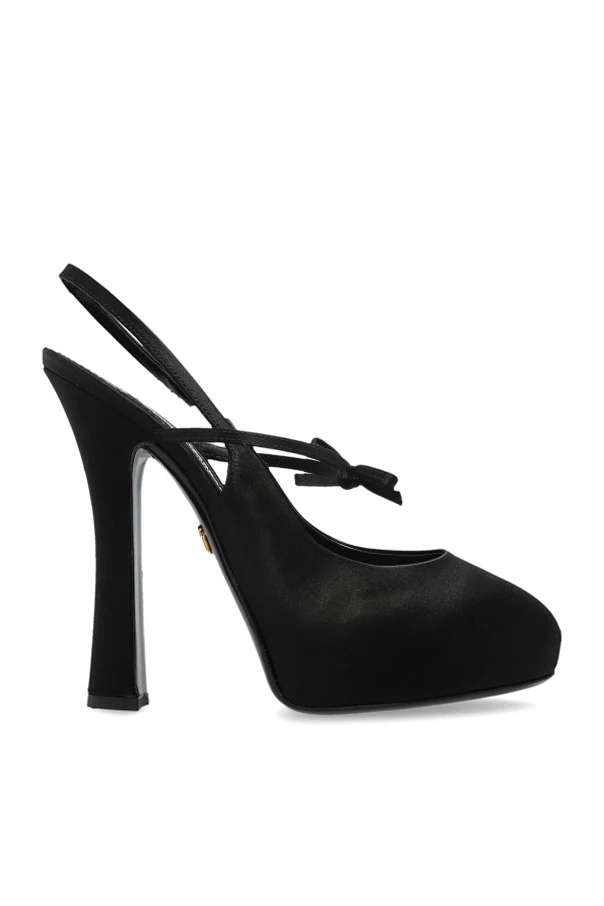 SCHWARZ Satinschuhe mit Plateausohle