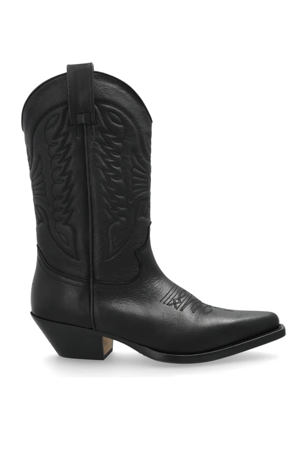 BLACK Leather cowboy boots