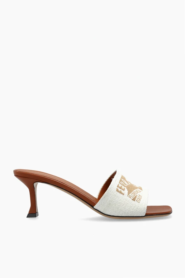 kremowy Klapki na obcasie