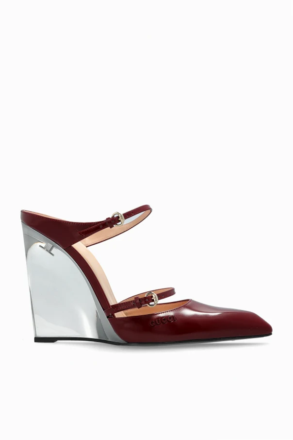 BORDO Klapki na transparentnym koturnie