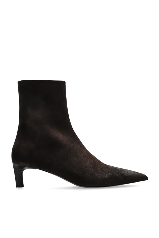 BROWN Suede heeled ankle boots