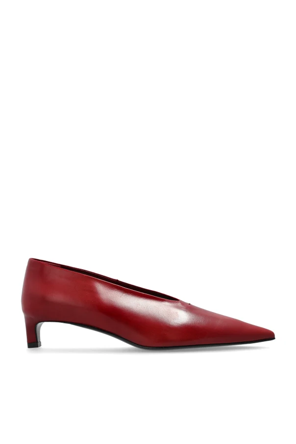 RED Leather heeled shoes