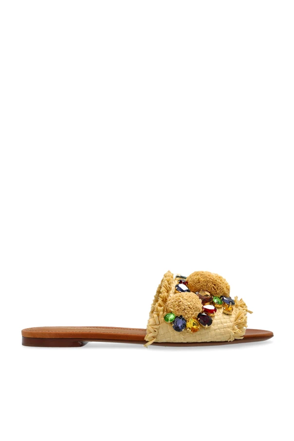 BEIGE Slides mit glänzenden Applikationen