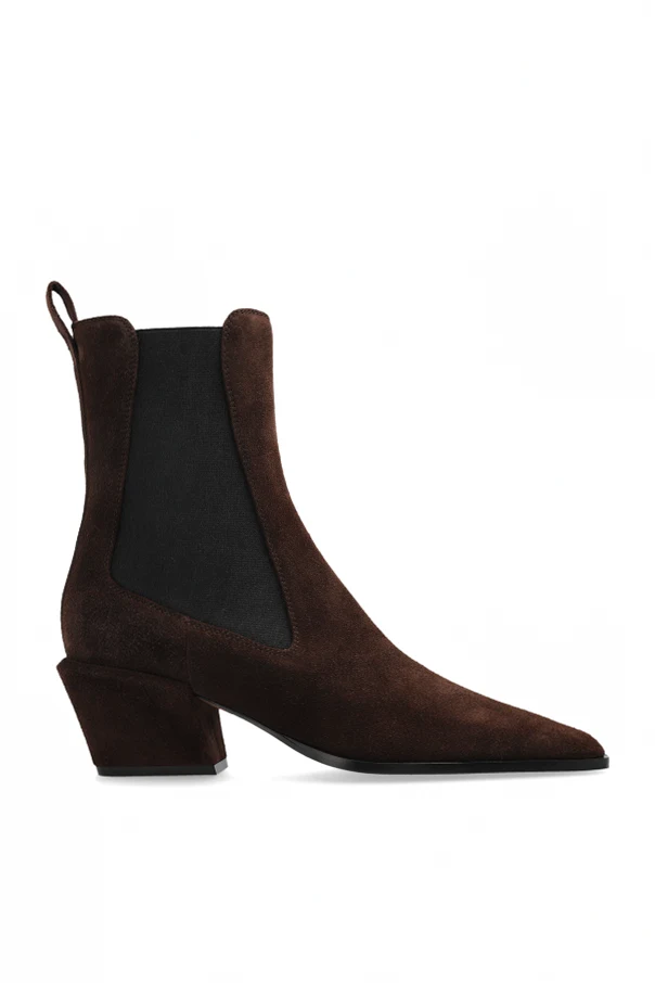 BROWN Suede heeled ankle boots "Bettina"