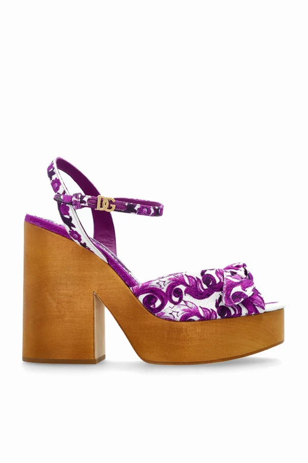LILA Plateausandalen mit "Majolica"-Print