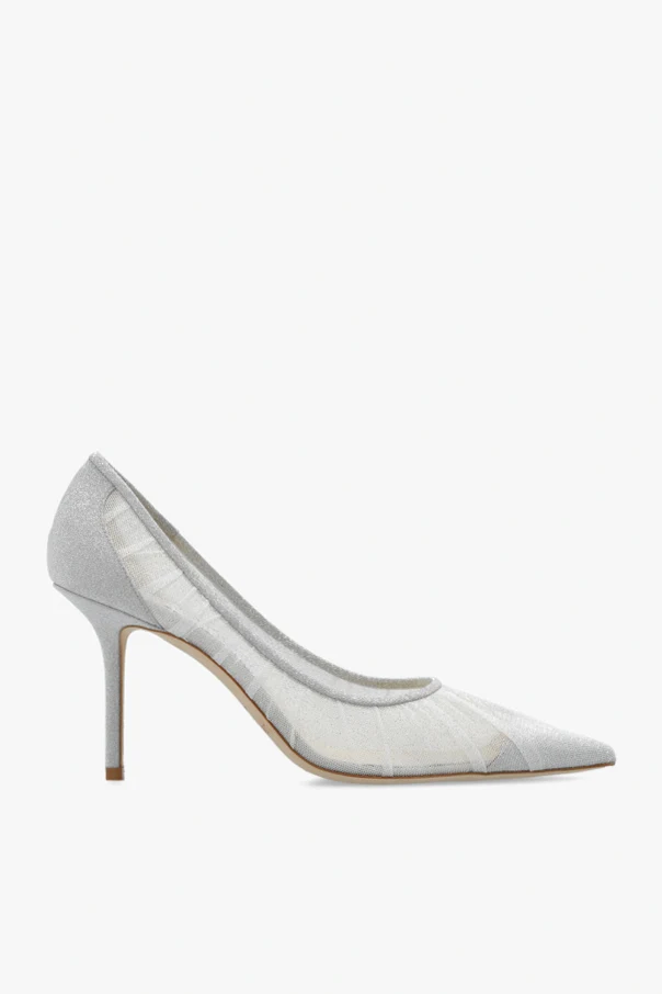 SILVER ‘Love’ glittery stiletto pumps