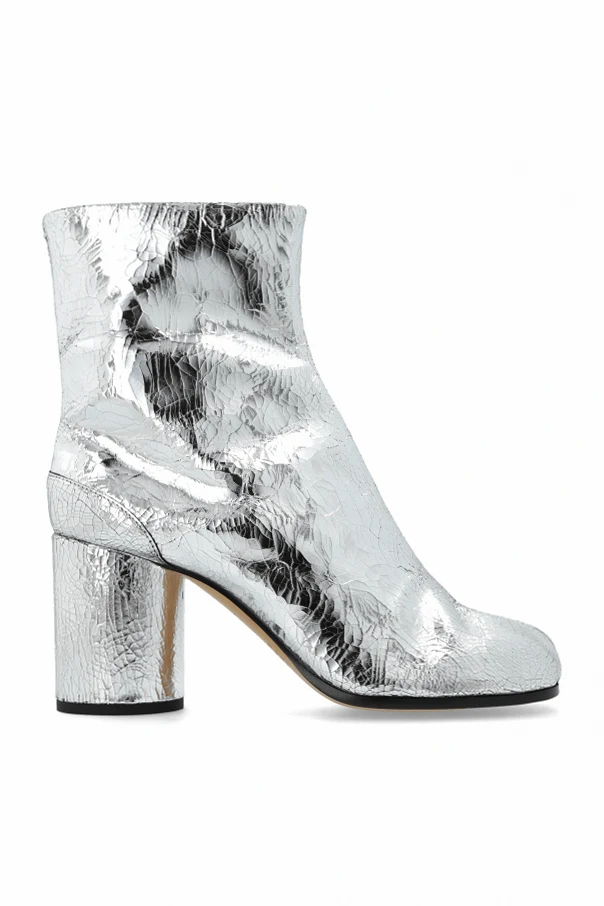 SREBRNY Botki na obcasie `Tabi`