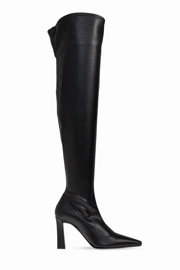BLACK Leather heeled boots