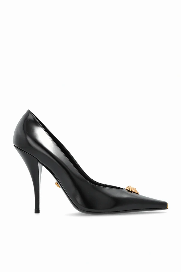 BLACK Leather heeled shoes