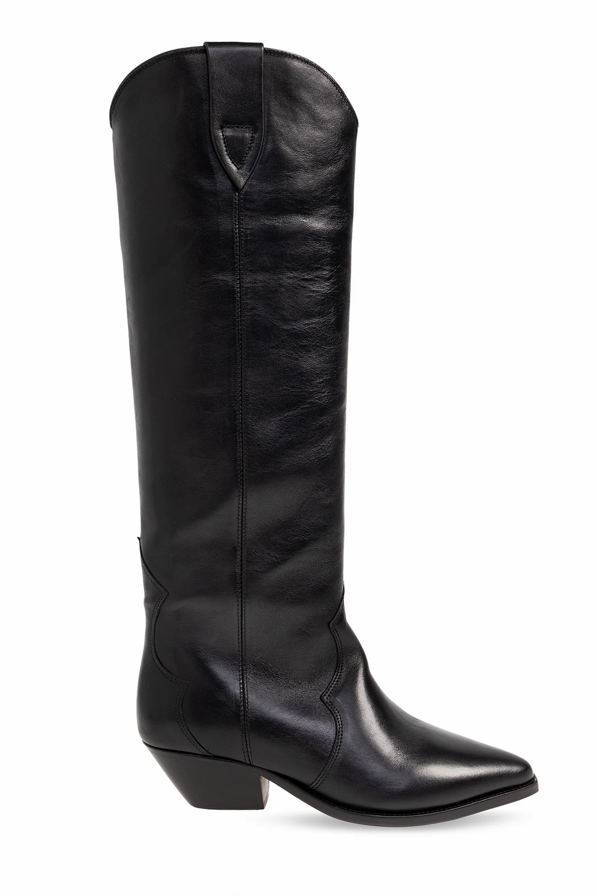 CZARNY Skórzane kozaki na obcasie ‘Denvee’