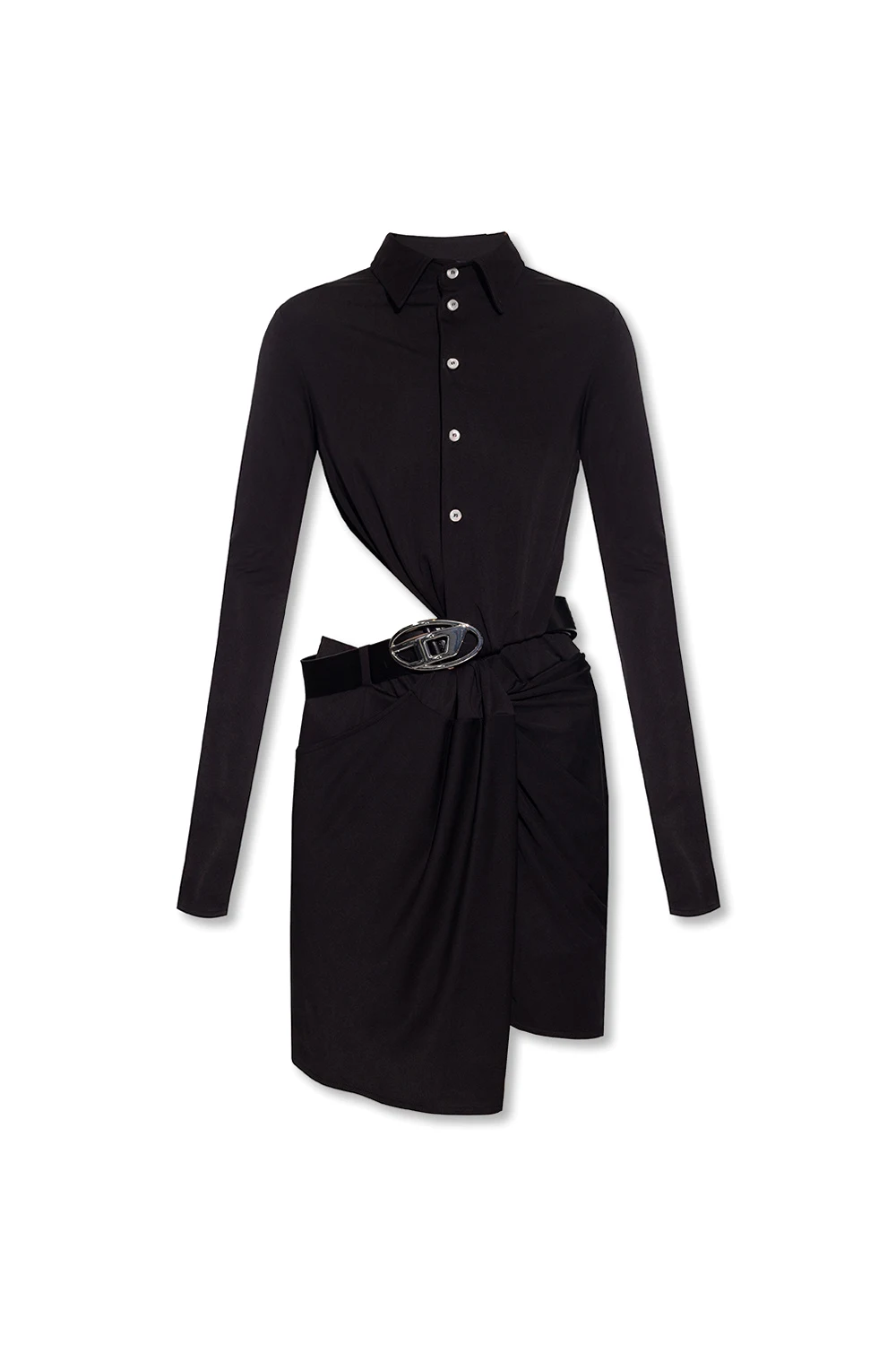 BLACK 'D-ELM' asymmetrical dress